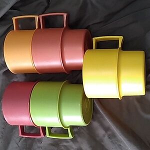Vintage Tupperware Mugs Stackable Harvest